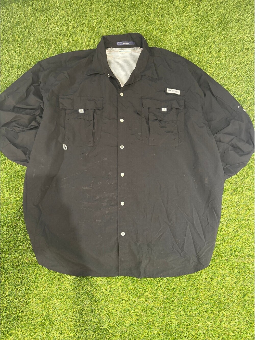 Columbia Bahama Black Fishing Shirt Breathable Mesh XXL Mens